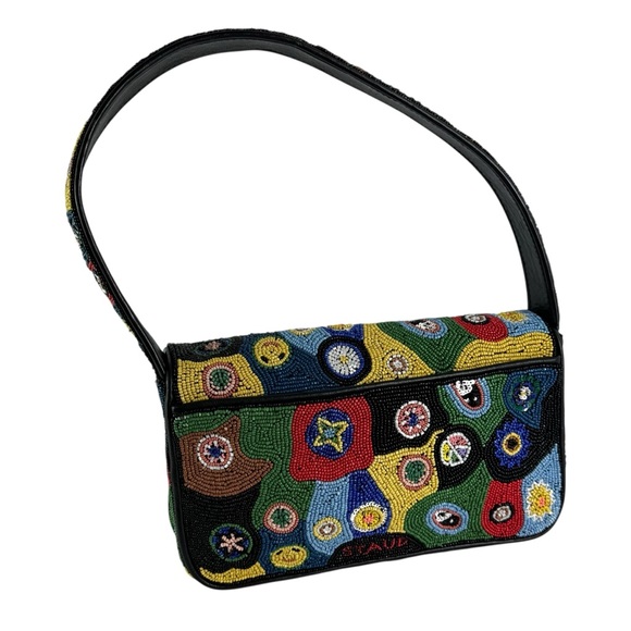 STAUD Tommy Beaded Bag Black Millefiori Shoulder Bag - Picture 4 of 11